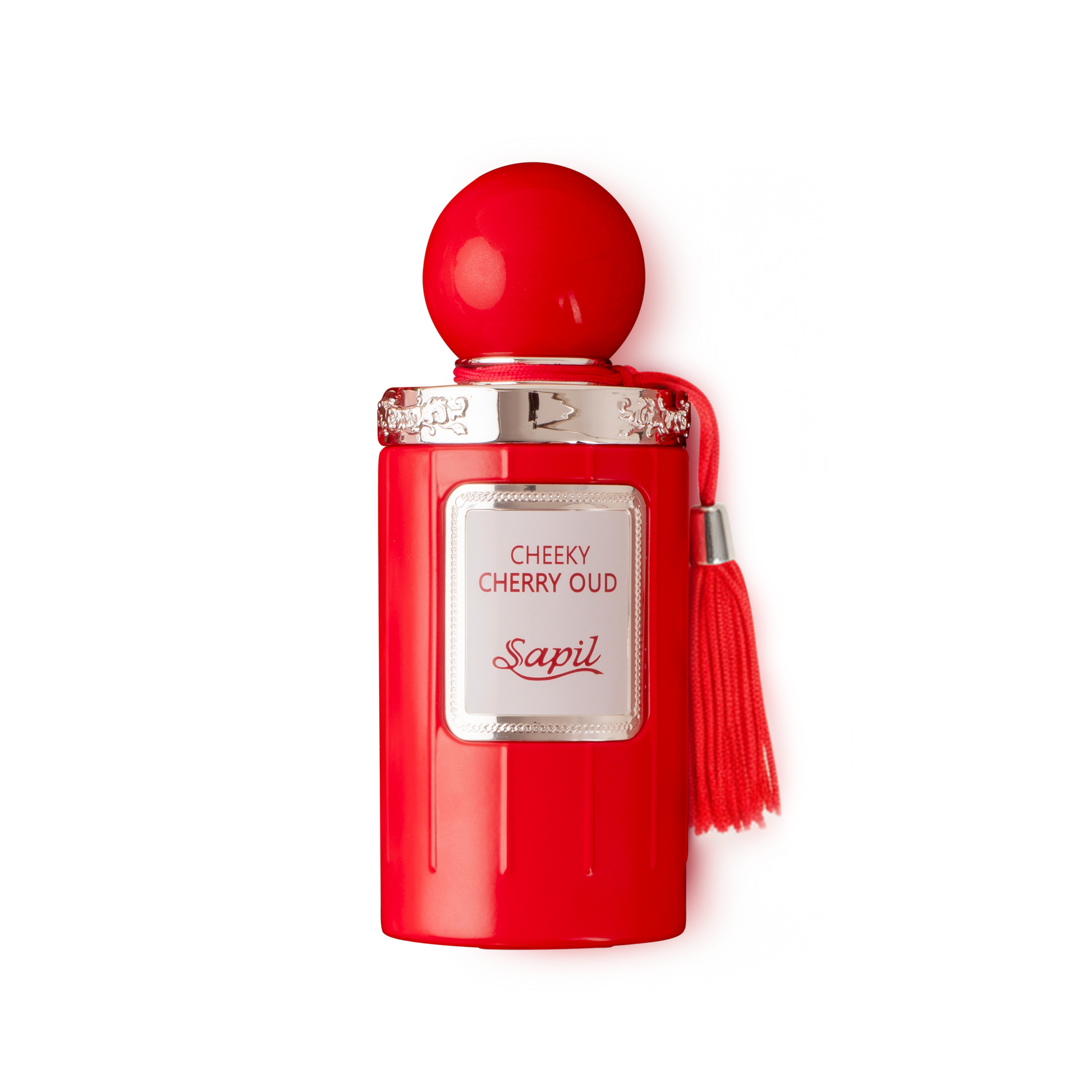 Sapil Cheeky Cherry Oud Eau de Parfum 100ml red perfume bottle with bold cherry sweetness and warm oud notes