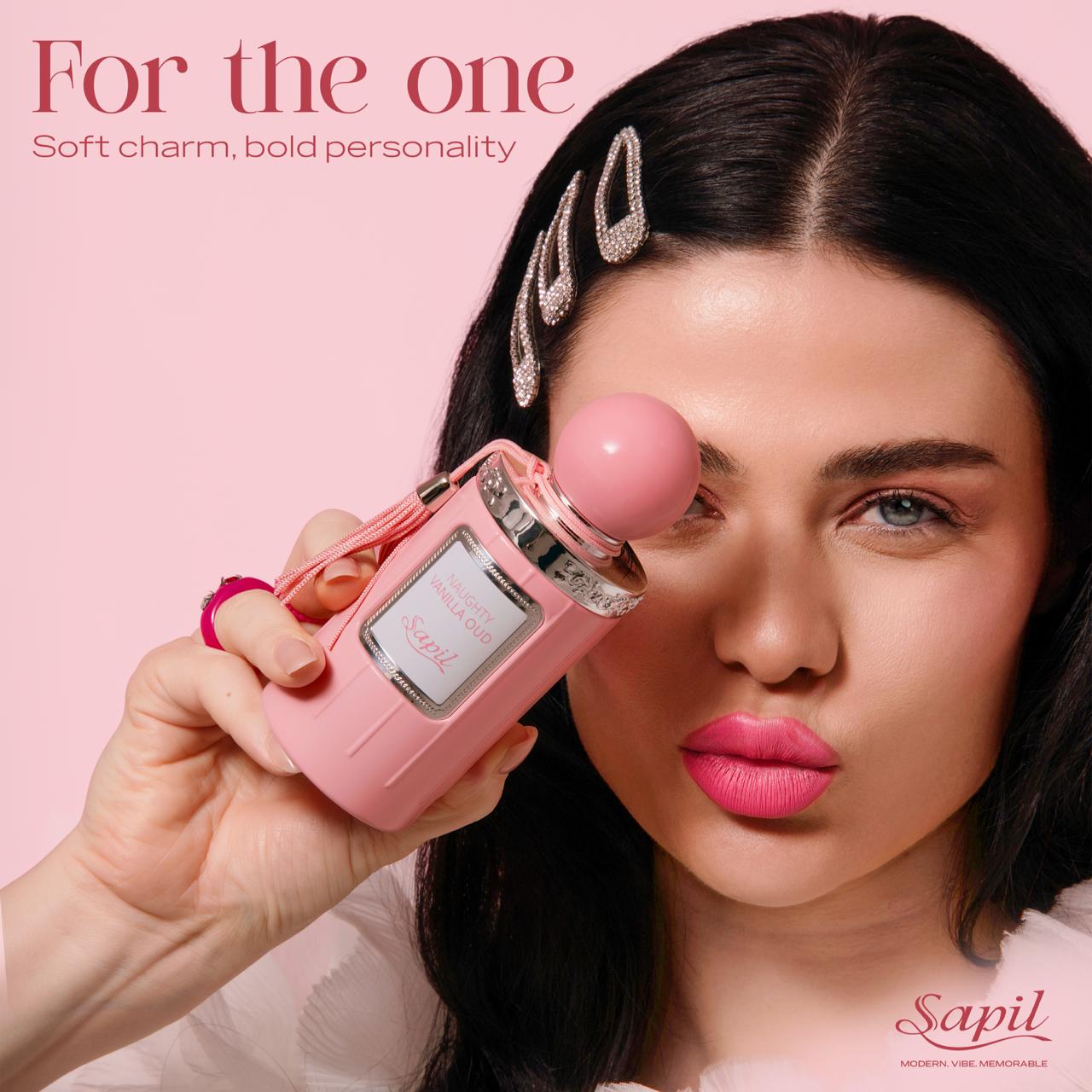 Luxury women’s vanilla oud perfume Sapil Naughty Vanilla Oud bold feminine lifestyle