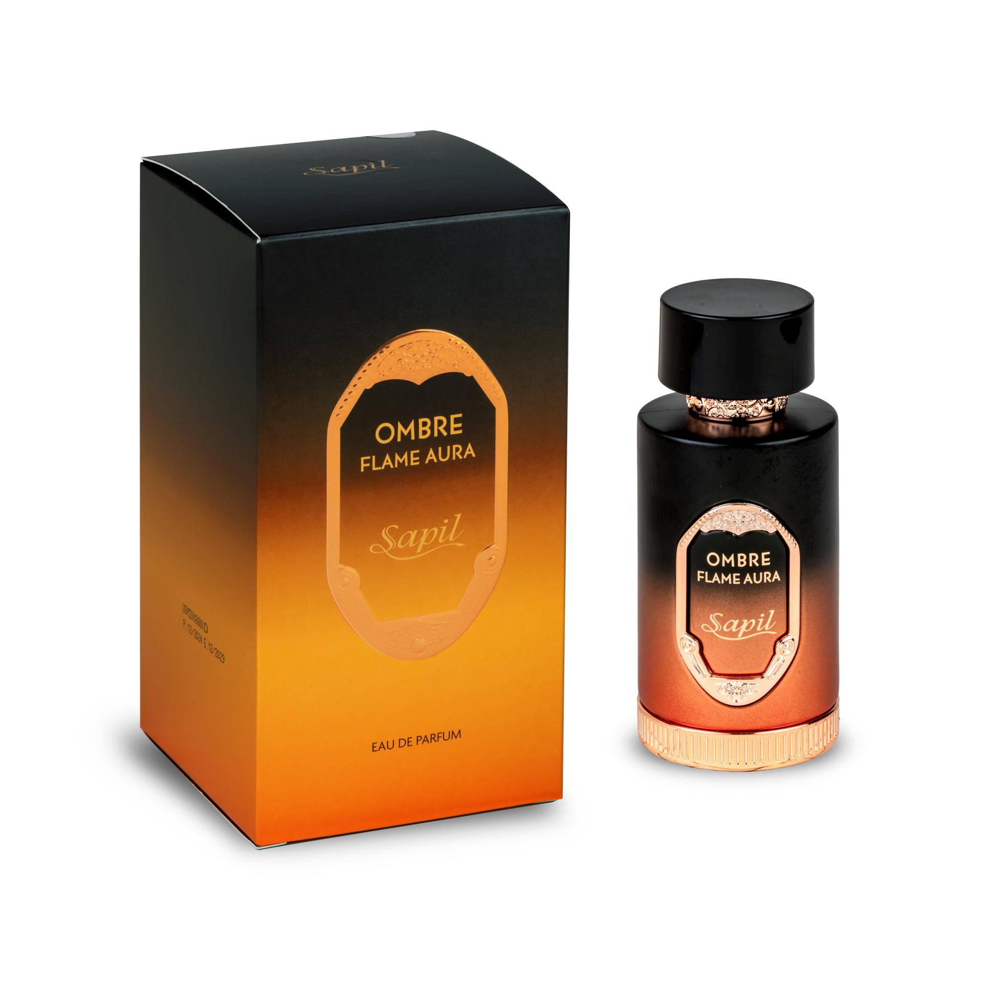 Sapil Ombre Flame Aura Eau De Parfum bottle with original packaging box
