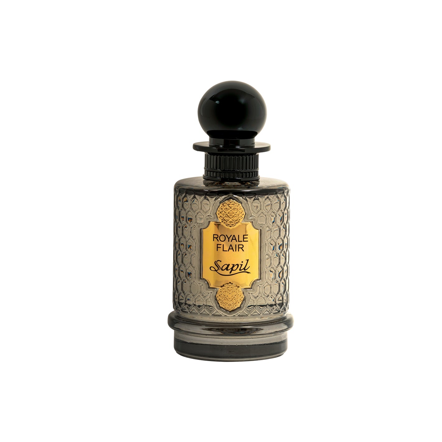 Sapil Royale Flair Eau De Parfum luxury perfume bottle with textured glass design