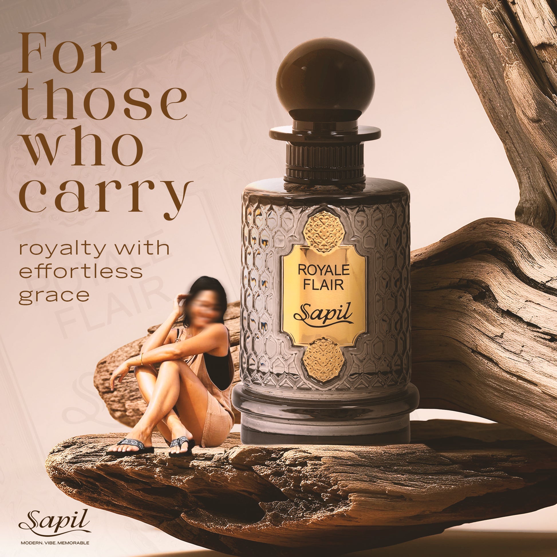 Sapil Royale Flair Eau De Parfum lifestyle image inspired by grace confidence and royalty